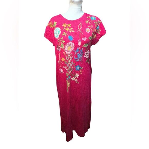 Johnny Was Sheri Relaxed Floral Embroidered Pink Knit Dress Women Size XS NWT - Picture 2 of 7